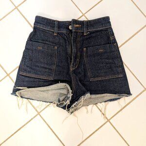 Zara High Waisted Dark Wash Denim Shorts